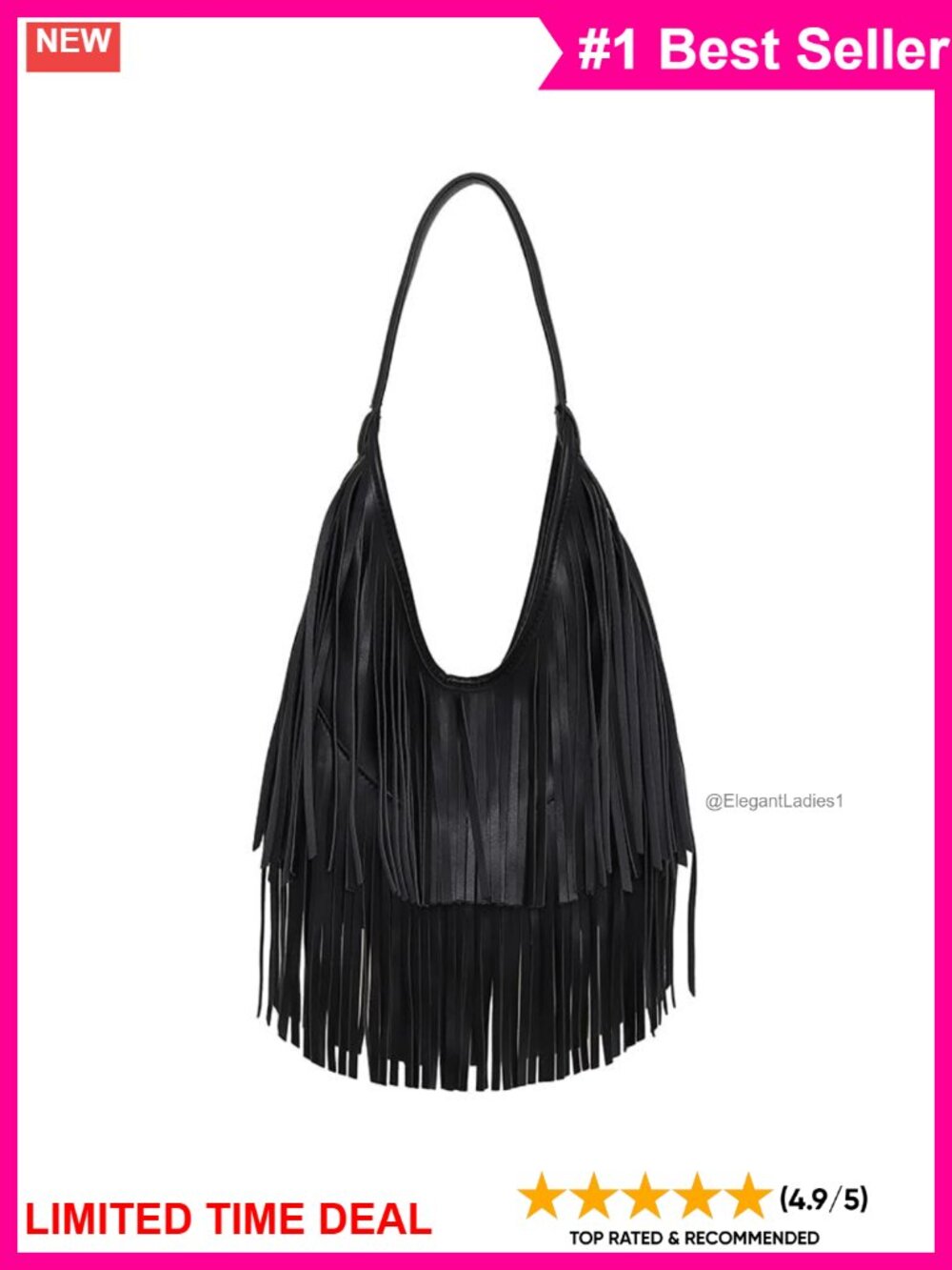 PU Leather Fringe Hobo Shoulder Bag Western Boho Women's Purse